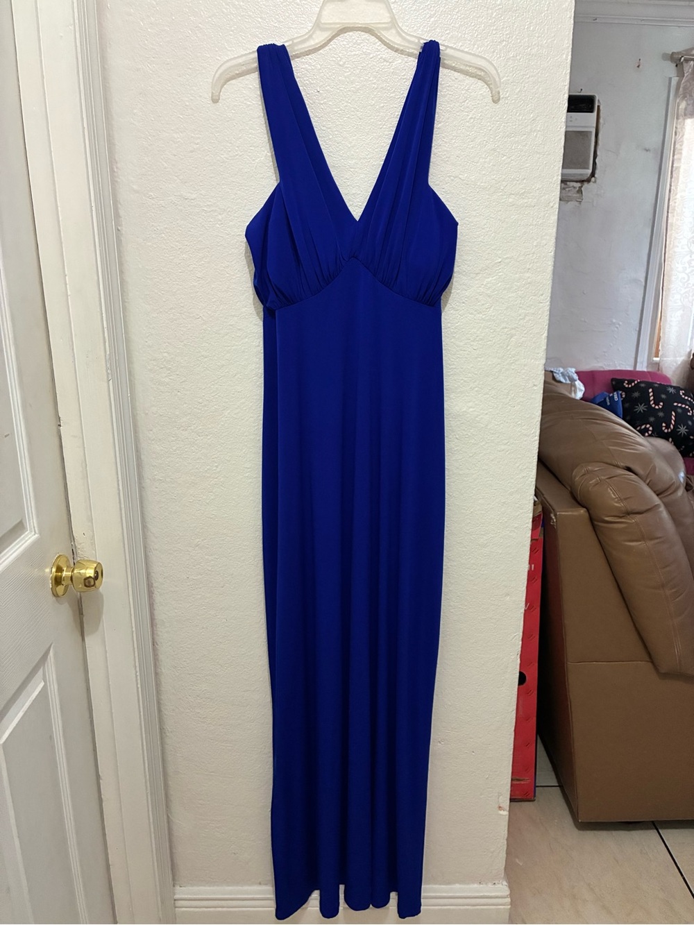 connected apparel Cobalt Blue V-Neck Maxi Dress